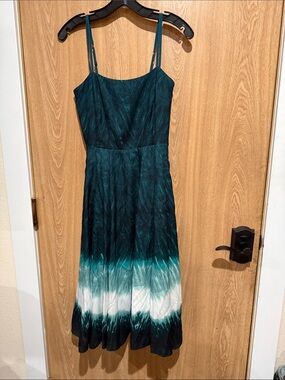 White House Black Market Teal Green Ombre Spaghetti Strap Dress